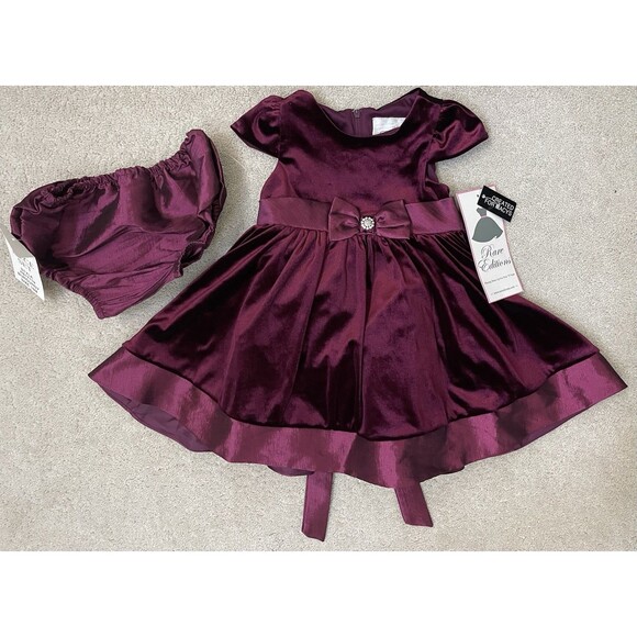 NWT's Rare Editions 18M Burgundy Special Occasion Dress - Picture 3 of 8